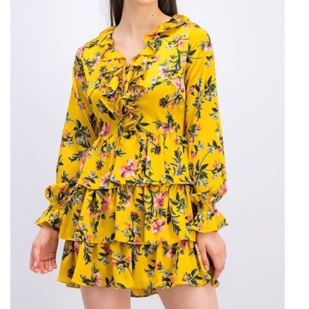 AVEC LES FILLES Floral Ruffled Dress